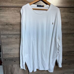 Polo Ralph Lauren White Long Sleeve Tee Classic Crew-neck Shirt Men's 3XB